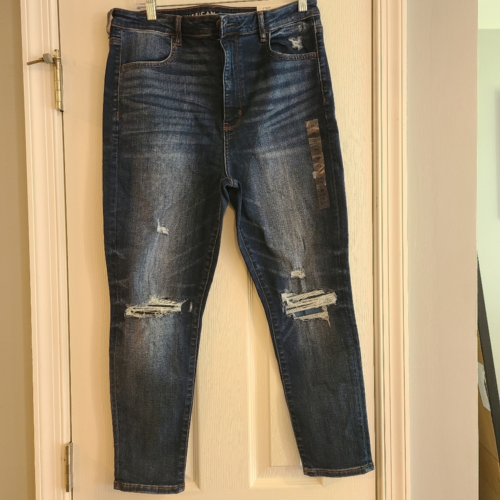 NWT American Eagle High Rise Distressed Jegging Sz 14 Short